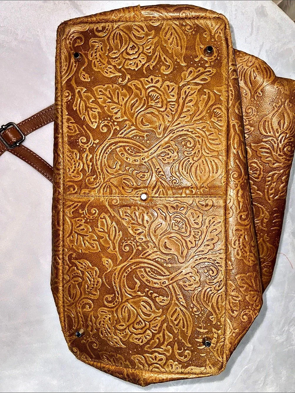 Stella Bianca Embossed Leather Tote in Brown